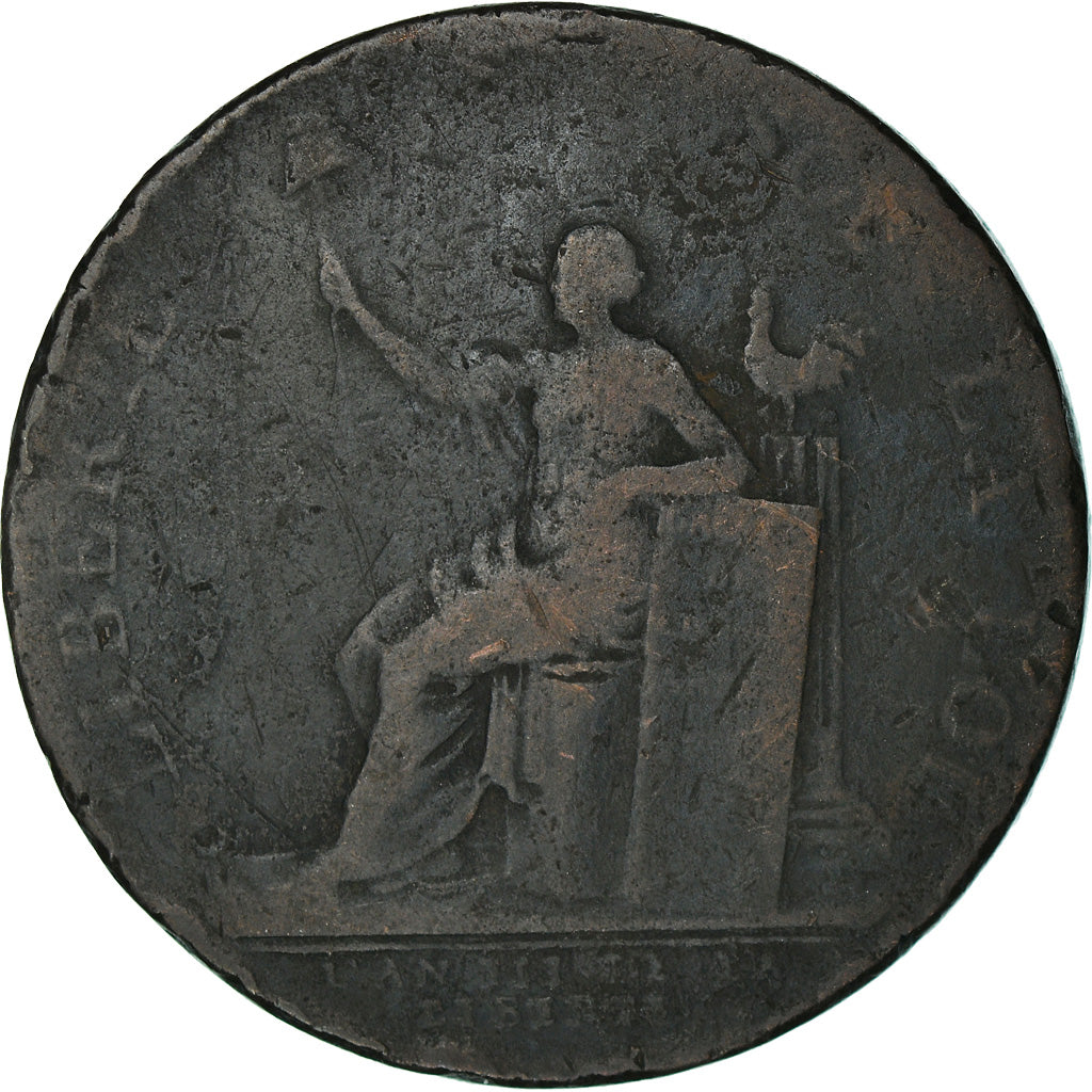 Coin, France, 2 Sols, 1791, Birmingham, Monneron, VF(20-25), Bronze, KM:Tn23