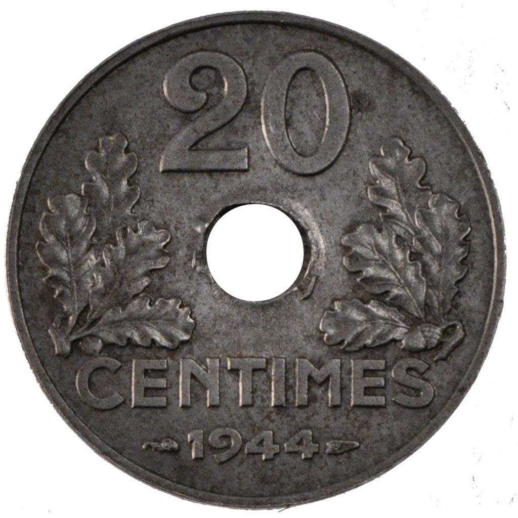 FRANCE, État français, 20 Centimes, 1944, Paris, KM #900.2, AU(55-58), Zinc, Ga.