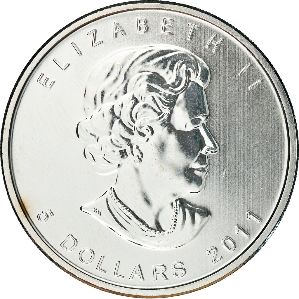 Coin, Canada, Elizabeth II, Wolf full moon, 5 Dollars, 2011, Royal Canadian