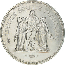 Moeda, França, Hercule, 50 Francs, 1975, Paris, AU(55-58), Prata, KM:941.1