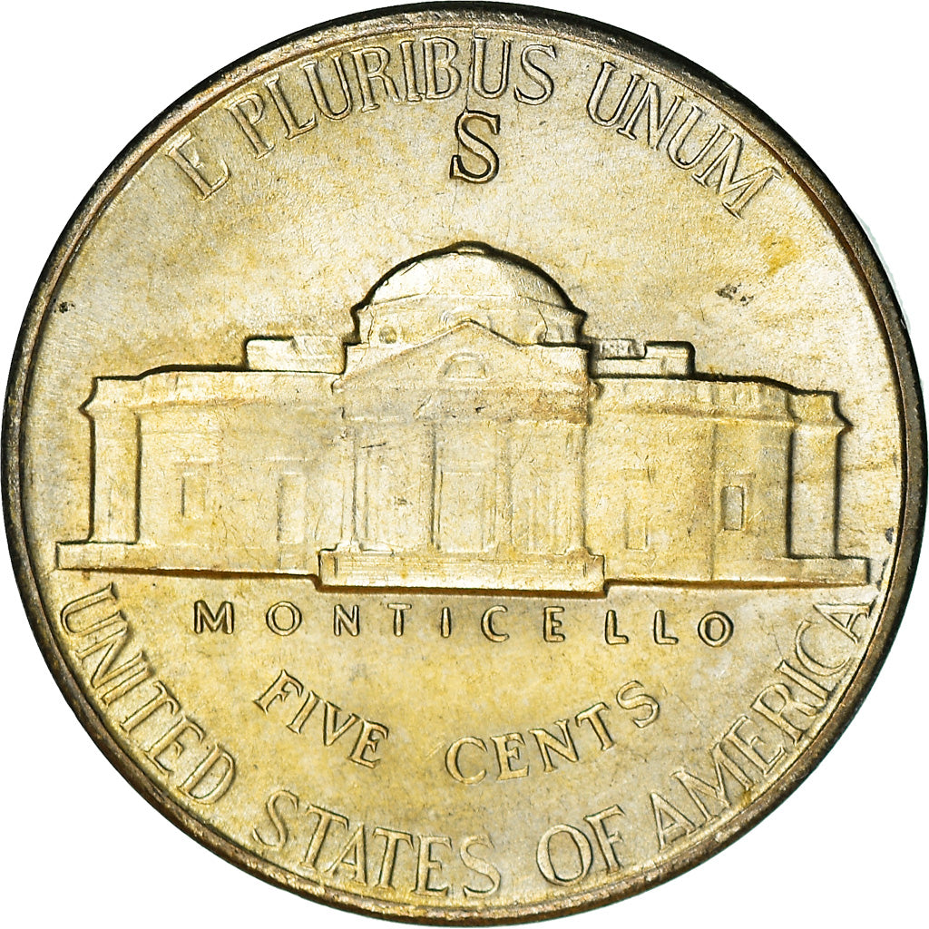 Coin, United States, Jefferson Nickel, 5 Cents, 1943, U.S. Mint, San Francisco