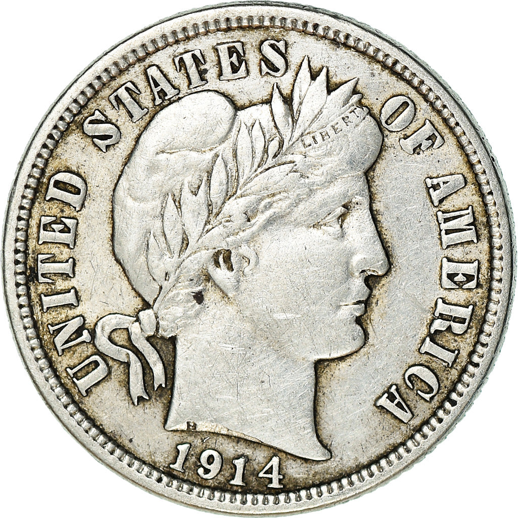 Moneta, Stati Uniti, Barber Dime, Dime, 1914, U.S. Mint, Denver, BB, Argento