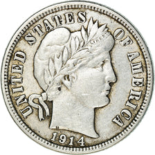 Moneta, Stati Uniti, Barber Dime, Dime, 1914, U.S. Mint, Denver, BB, Argento