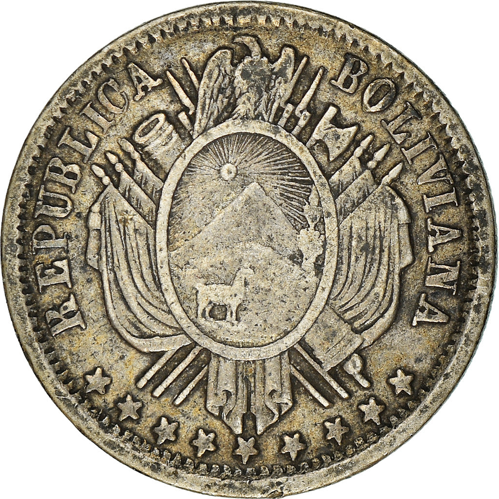 Coin, Bolivia, 10 Centavos, 1873, Potosi, EF(40-45), Silver, KM:158.1
