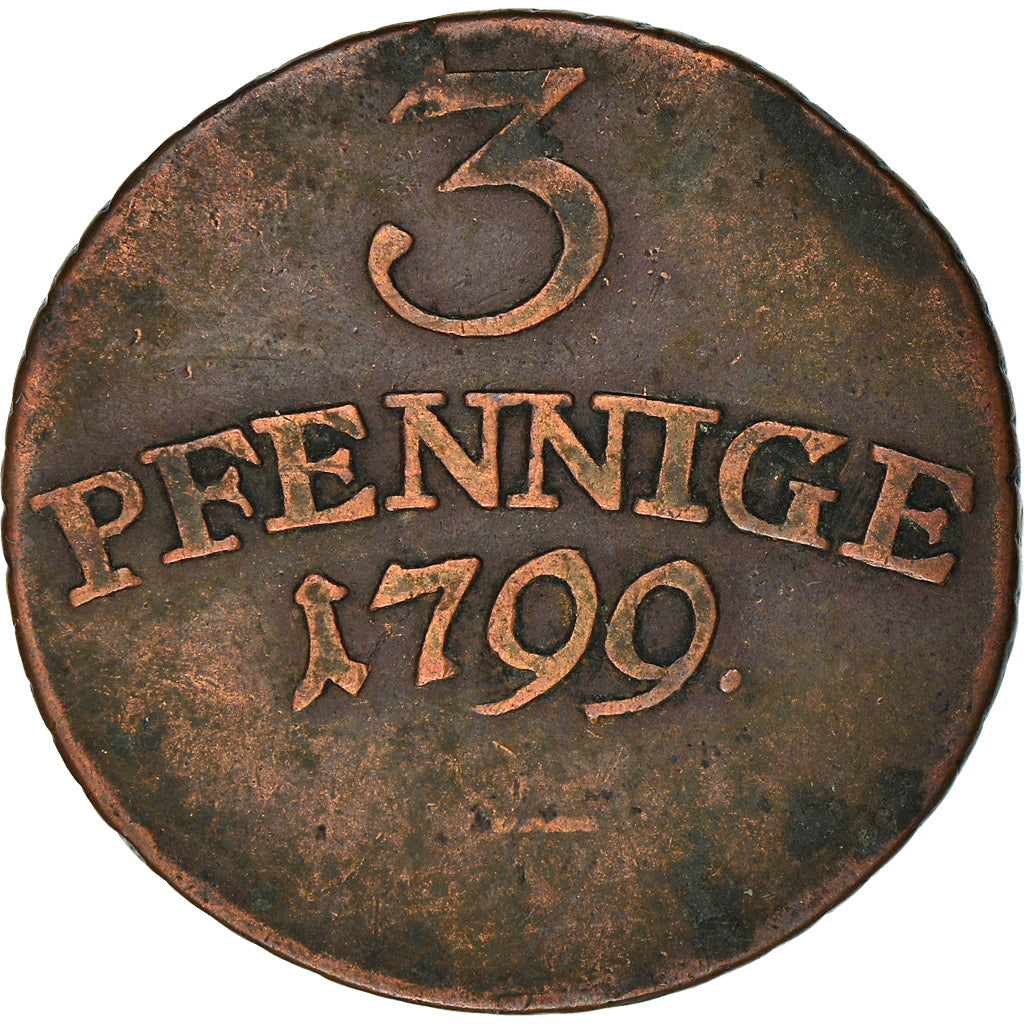 Coin, German States, SAXE-WEIMAR-EISENACH, Karl August, 3 Pfennig, 1799