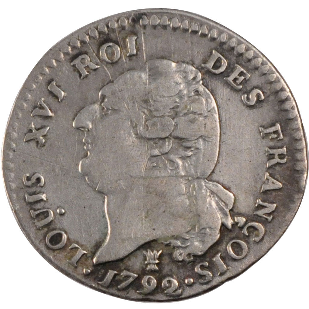 FRANCE, 15 sols françois, 15 Sols, 1/8 ECU, 1792, Limoges, KM #604.5, VF(30-35),