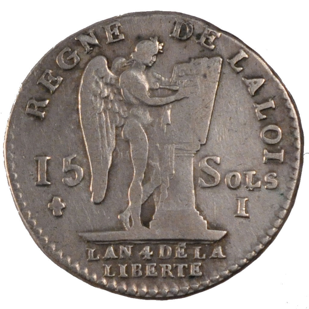 FRANCE, 15 sols françois, 15 Sols, 1/8 ECU, 1792, Limoges, KM #604.5, VF(30-35),