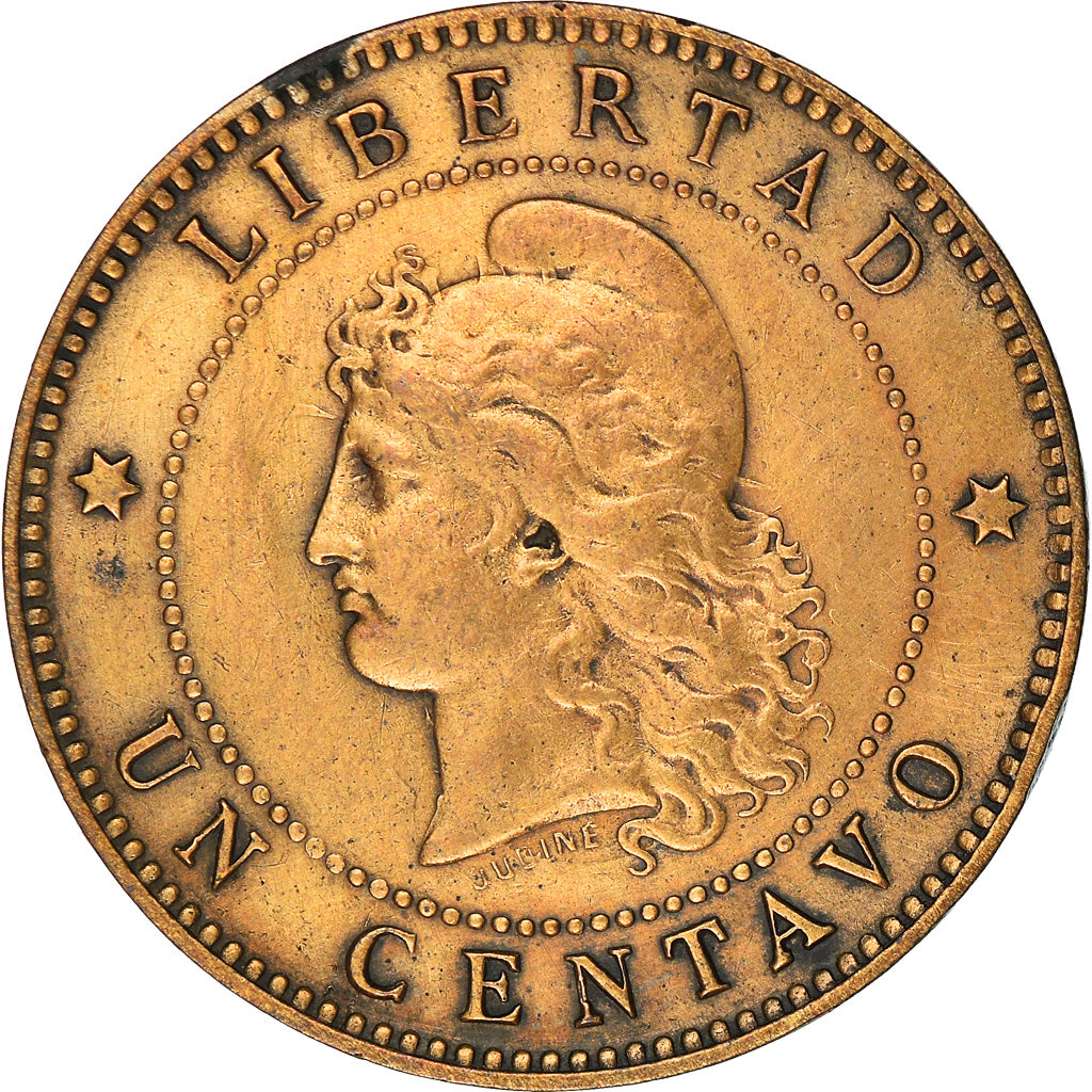 Coin, Argentina, Centavo, 1891, AU(50-53), Bronze, KM:32