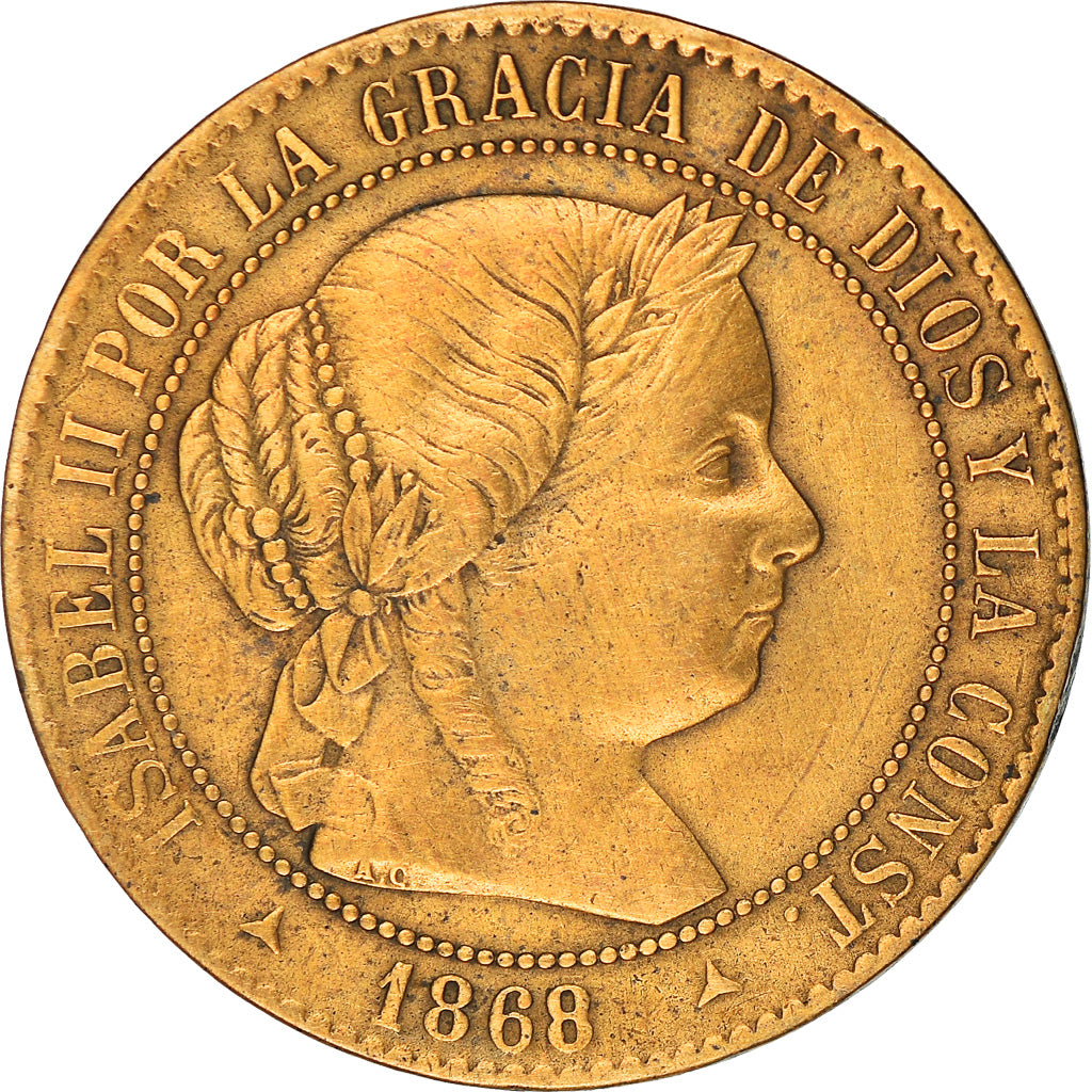 Coin, Spain, Isabel II, 2-1/2 Centimos, 1868, EF(40-45), Copper, KM:634.2