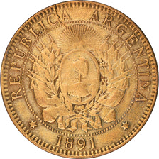 Coin, Argentina, 2 Centavos, 1891, VF(20-25), Bronze, KM:33