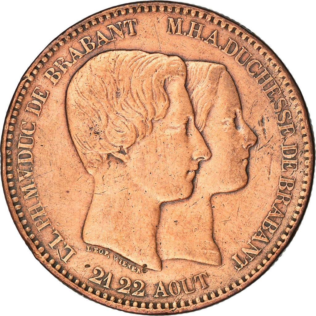 Belgium, Medal, Léopold Ier, Mariage du Duc de Brabant, 1853, Wiener