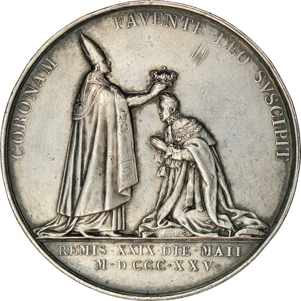 Francja, Medal, Charles X, Sacre à Reims, 1825, Gayrard, AU(55-58), Srebro