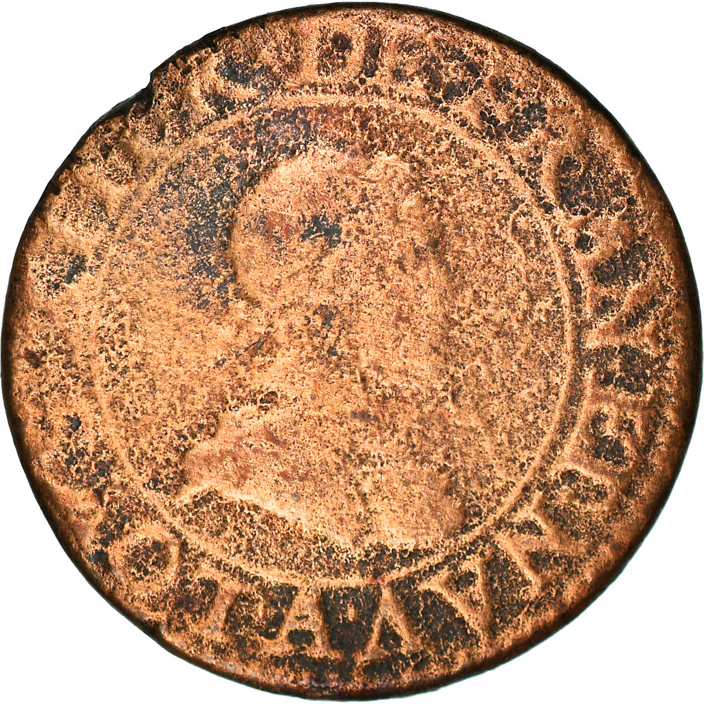 Moneda, Francia, Louis XIII, Double tournois, buste enfantin, Double Tournois