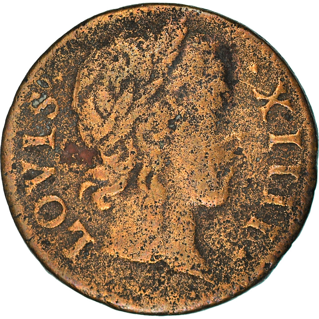 Monnaie, France, Louis XIV, Denier Tournois, 1649, Paris, TB+, Cuivre, CGKL:552