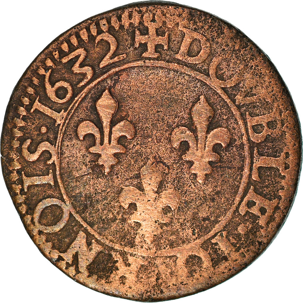 Munten, Frankrijk, Louis XIII, Double tournois, buste juvénile au col fraisé