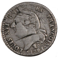 FRANCE, 15 sols françois, 15 Sols, 1/8 ECU, 1791, Limoges, KM #604.5, VF(20-25),