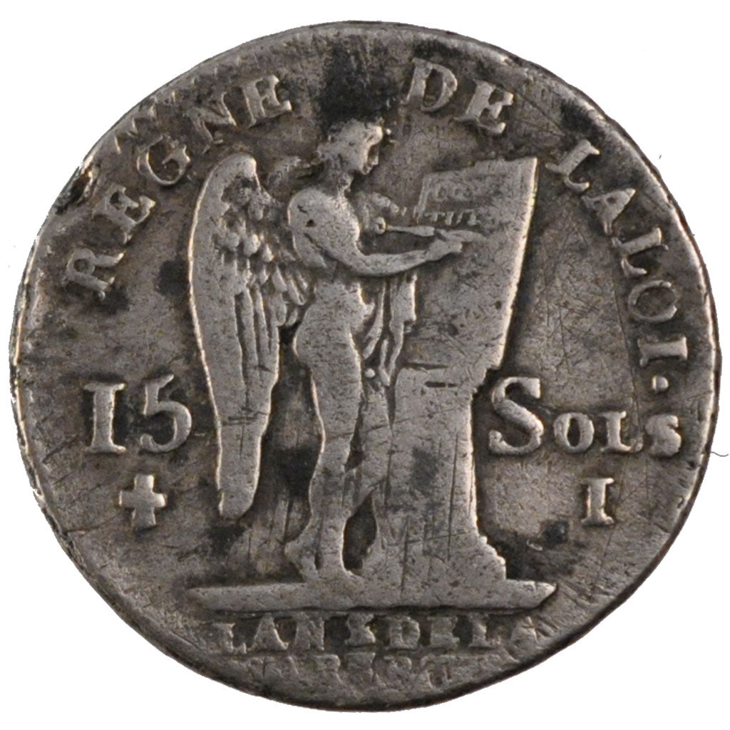Francia, 15 sols françois, 15 Sols, 1/8 ECU, 1791, Limoges, MB, Argento, Gad...