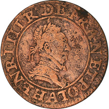 Coin, FRENCH STATES, Henry III, Double Tournois, 1588, Paris, VF(20-25), Copper