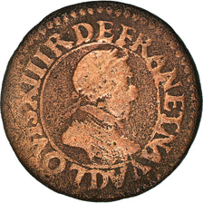 Moneta, Francia, Louis XIII, Double Tournois, 1618, Lyon, « petite effigie »
