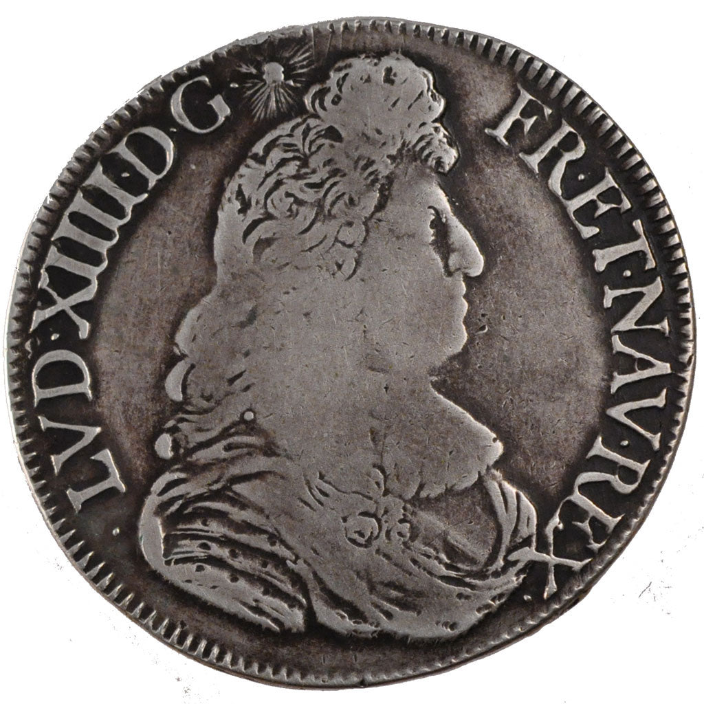 FRANCE, Écu à la cravate, Ecu, 1680, Rennes, VF(20-25), Silver, Gadoury #210, 26
