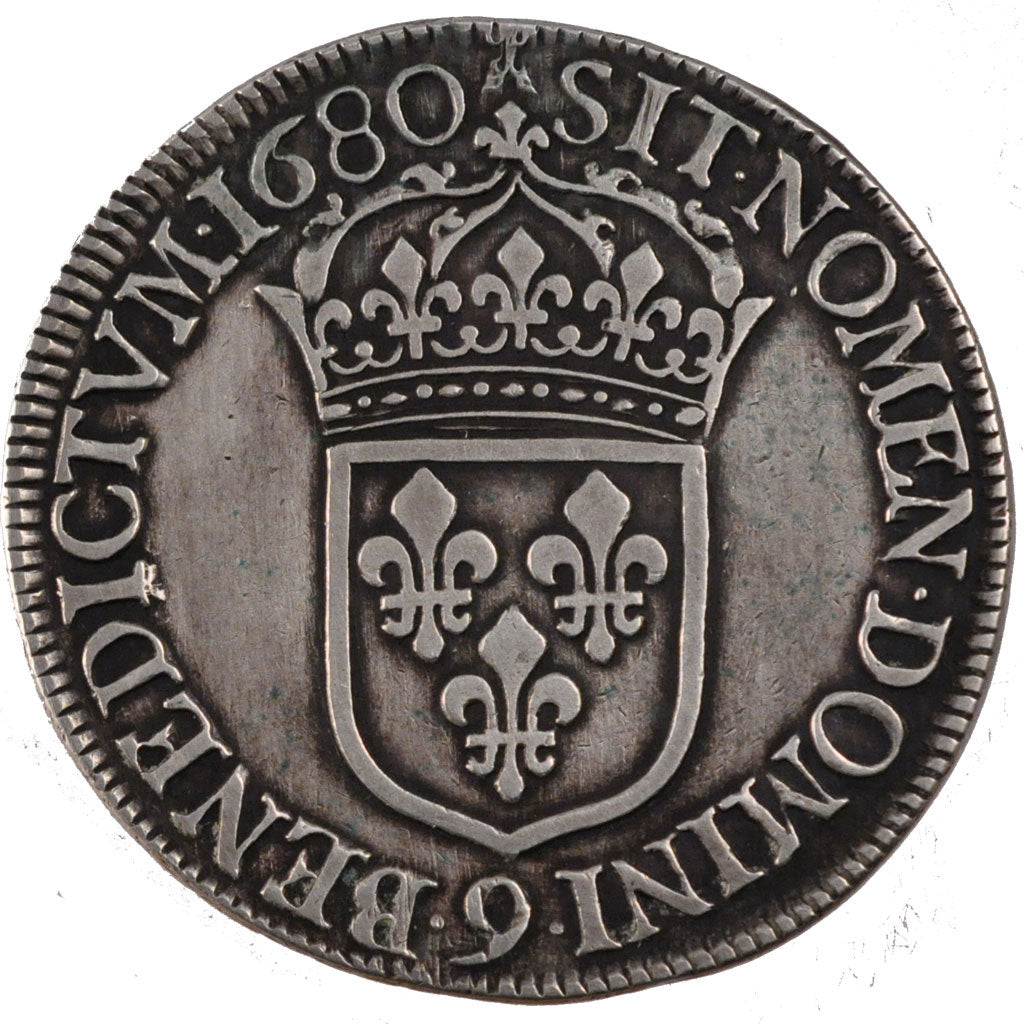 FRANCE, Écu à la cravate, Ecu, 1680, Rennes, VF(20-25), Silver, Gadoury #210, 26