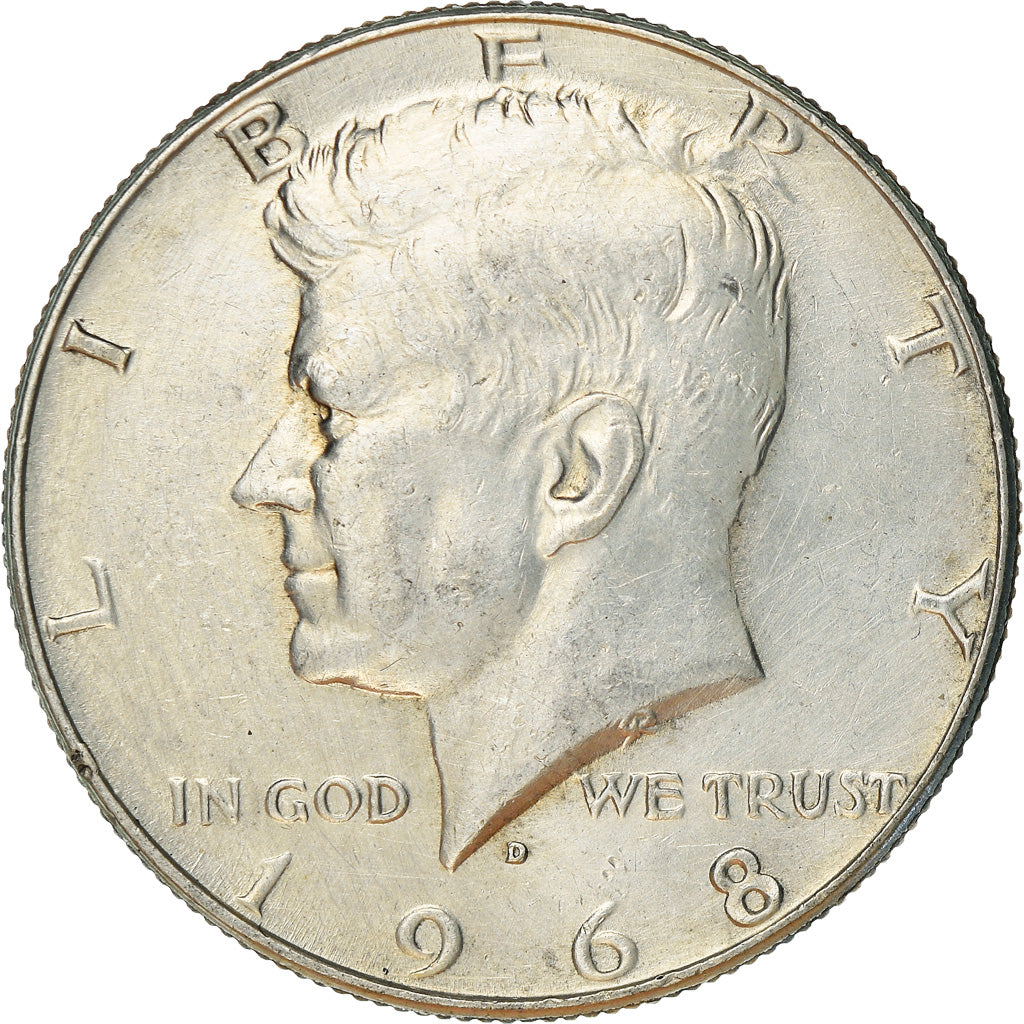 Coin, United States, Kennedy, Half Dollar, 1968, Denver, D, EF(40-45), Silver