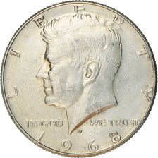 Coin, United States, Kennedy, Half Dollar, 1968, Denver, D, EF(40-45), Silver