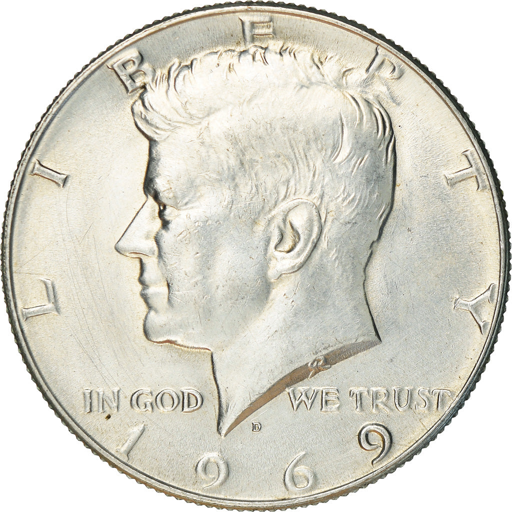 Coin, United States, Kennedy, Half Dollar, 1969, Denver, D, AU(50-53), Silver