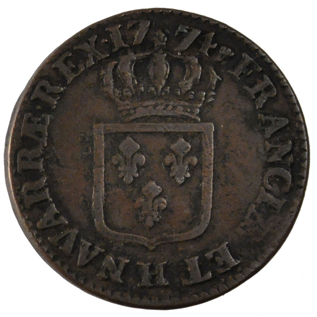 FRANCE, Sol à la vieille tête, Sol, 1774, La Rochelle, KM #545.6, EF(40-45), Cop