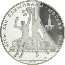 Coin, Russia, Basketball, 10 Roubles, 1979, Proof, MS(63), Silver, KM:168