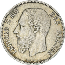 Münze, Belgien, Leopold II, 5 Francs, 5 Frank, 1873, Bruxelles, S+, Silber