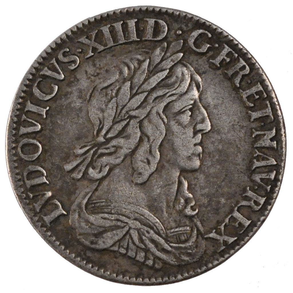 FRANCE, 1/4 Ecu, 1642, Paris, EF(40-45), Silver, Gadoury #48, 6.76