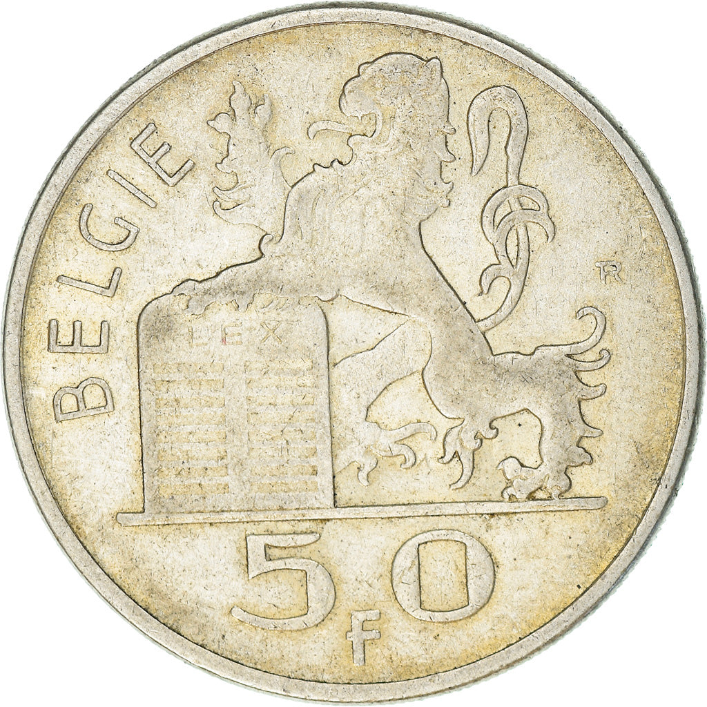 Moneda, Bélgica, Baudouin I, Mercure, 50 Frank, 1950, Brussels, MBC+, Plata