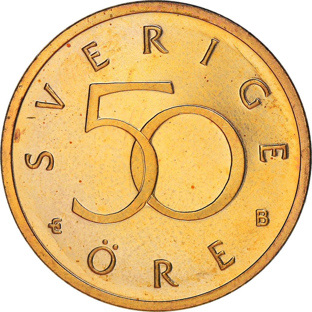 Coin, Sweden, Carl XVI Gustaf, 50 Öre, 2002, Proof, MS(65-70), Bronze, KM:878