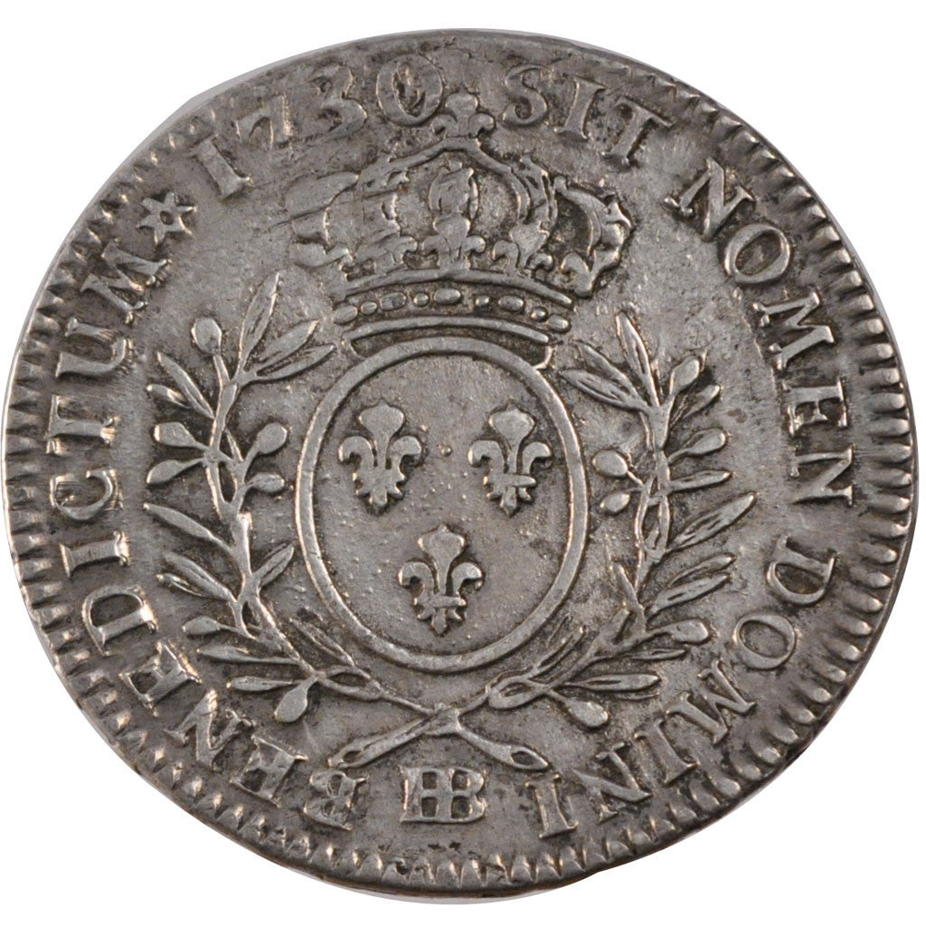 FRANCE, 1/2 Ecu, 1730, Strasbourg, EF(40-45), Silver, Gadoury #313, 14.66