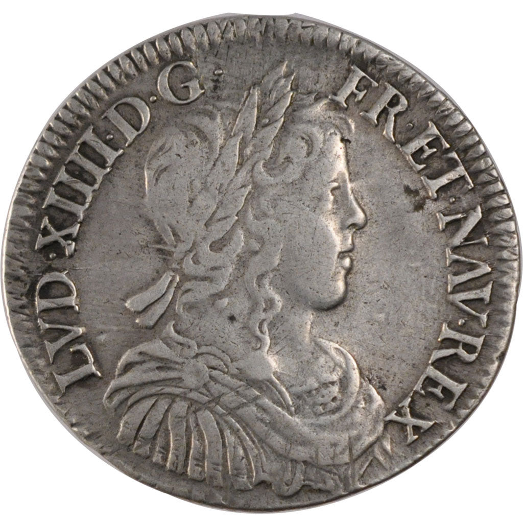 Francia, Louis XIV, 1/2 Écu à la mèche longue, 1/2 Ecu, 1652, Bourges, BB,...