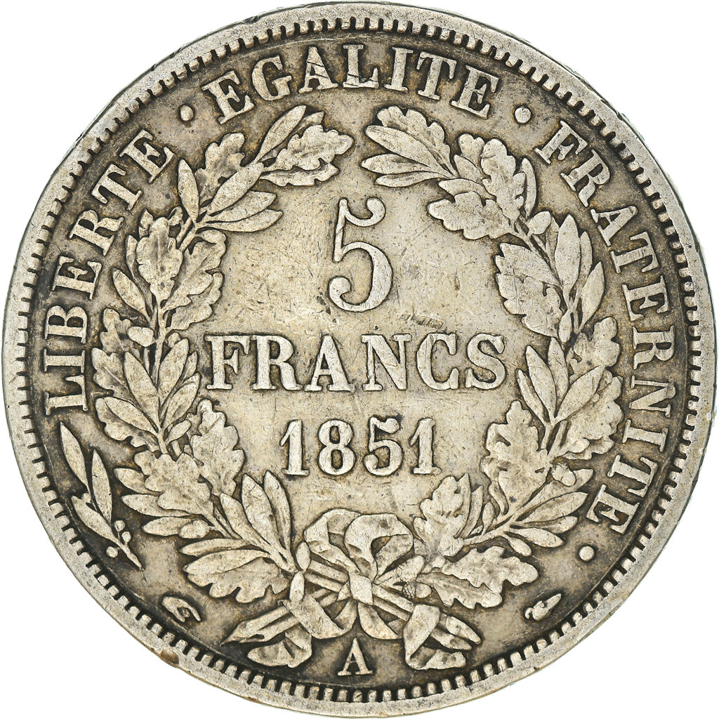 Coin, France, Cérès, 5 Francs, 1851, Paris, VF(30-35), Silver, KM:761.1
