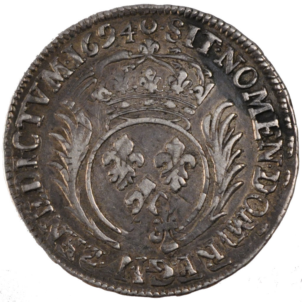 FRANCE, 1/2 Ecu, 1694, VF(30-35), Silver, Gadoury #185, 13.41
