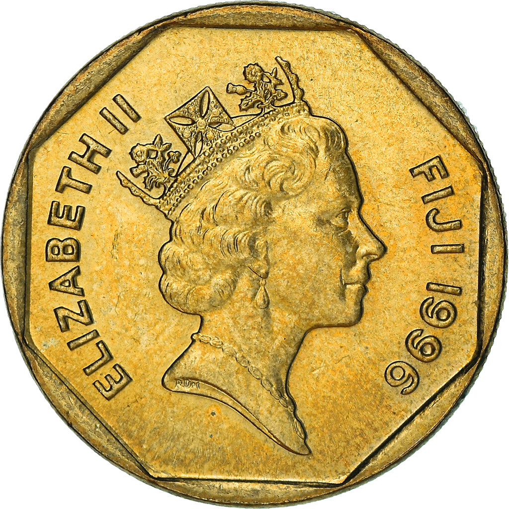 Coin, Fiji, Elizabeth II, Dollar, 1996, British Royal Mint, AU(55-58), Brass