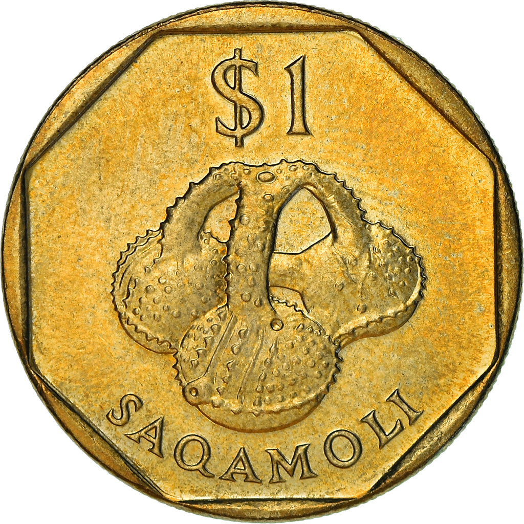 Coin, Fiji, Elizabeth II, Dollar, 1996, British Royal Mint, AU(55-58), Brass