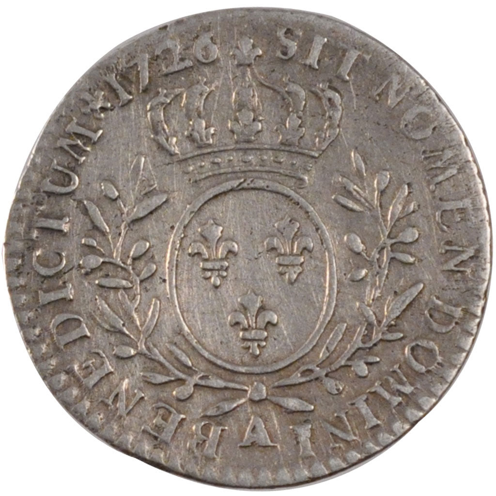FRANCE, 1/10 Écu aux branches d'olivier, 12 Sols, 1/10 ECU, 1726, Paris, KM ...