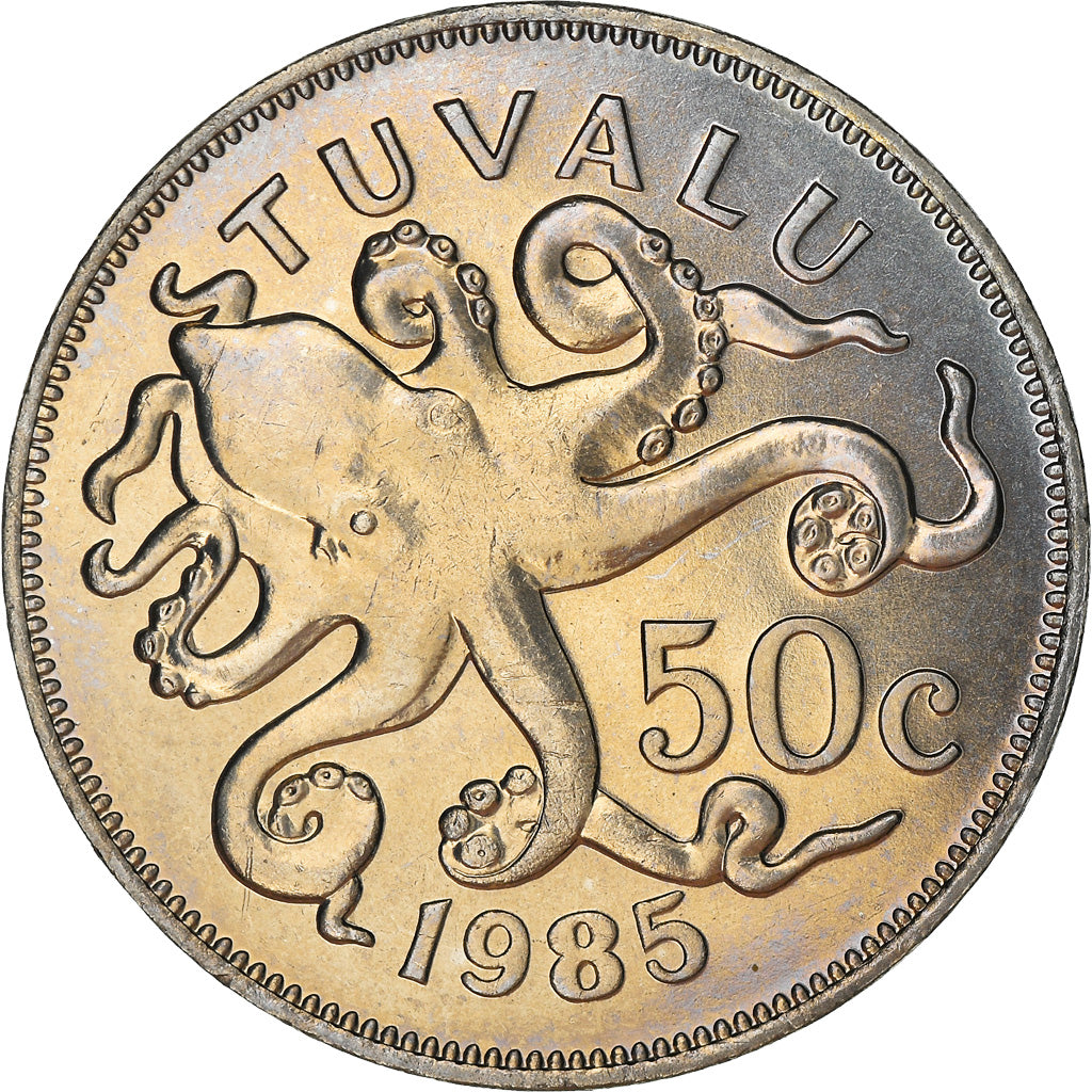 Coin, Tuvalu, Elizabeth II, 50 Cents, 1985, British Royal Mint, MS(63)