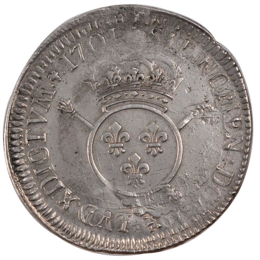 FRANCE, Ecu, 1701, EF(40-45), Silver, Gadoury #220, 26.81