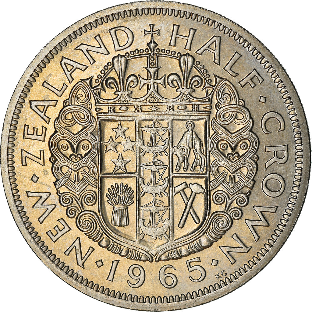 Monnaie, Nouvelle-Zélande, Elizabeth II, 1/2 Crown, 1965, British Royal Mint