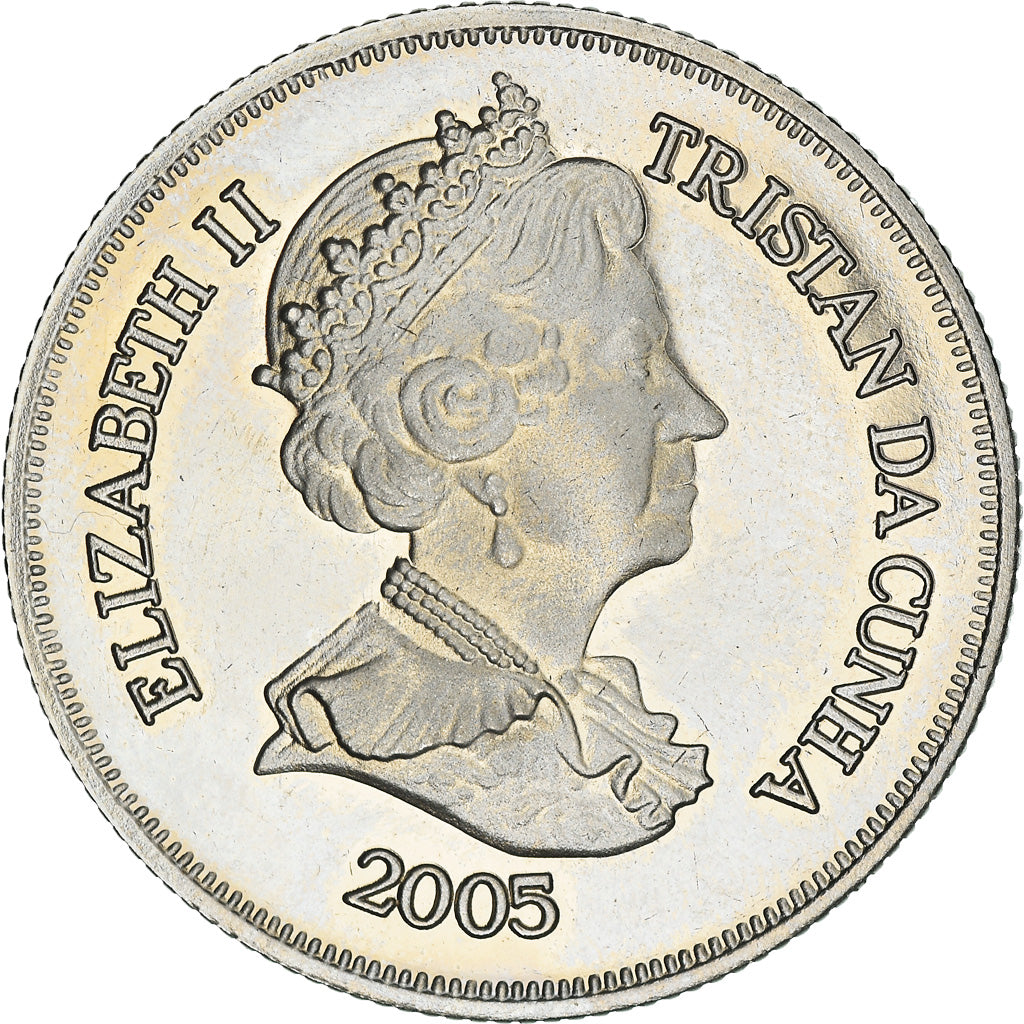 Coin, Tristan Da Cunha, Elizabeth II, Crown, 2005, Franklin Mint, MS(63)