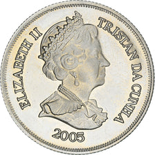 Coin, Tristan Da Cunha, Elizabeth II, Crown, 2005, Franklin Mint, MS(63)