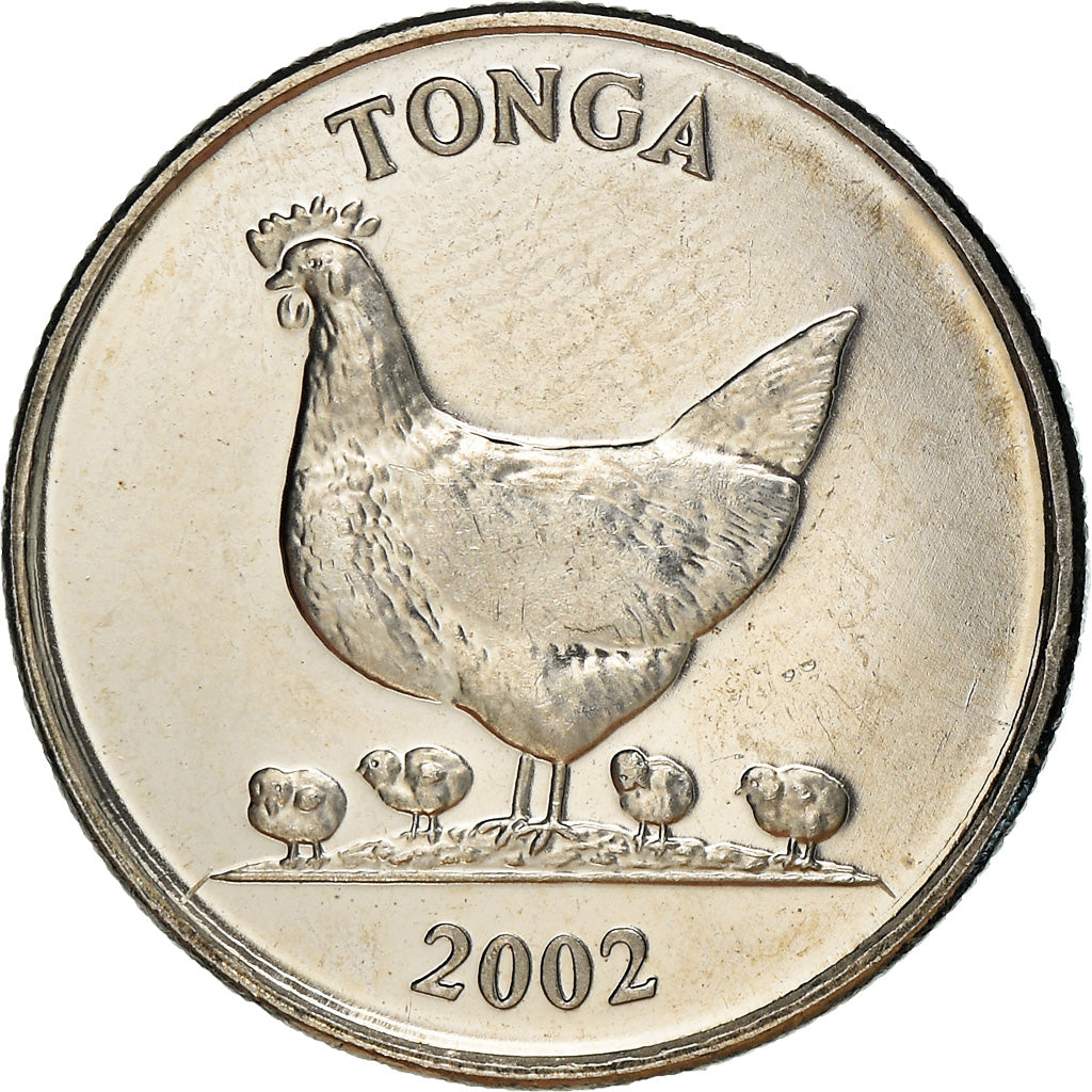 Coin, Tonga, 5 Seniti, 2002, British Royal Mint, MS(63), Nickel plated steel