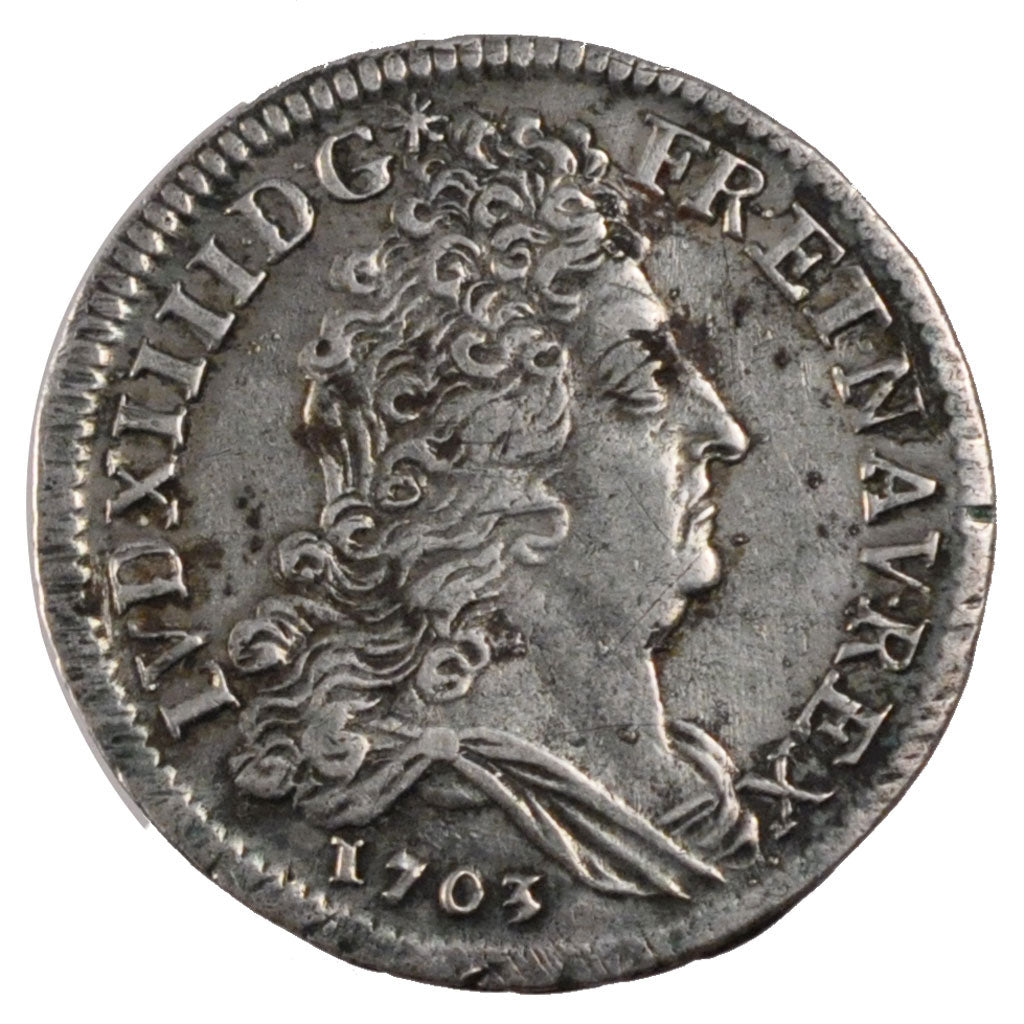FRANCE, 10 Sols aux insignes, 10 Sols-1/8 Ecu, 1703, Paris, KM #349.1,...