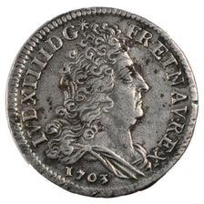 FRANCE, 10 Sols aux insignes, 10 Sols-1/8 Ecu, 1703, Paris, KM #349.1,...