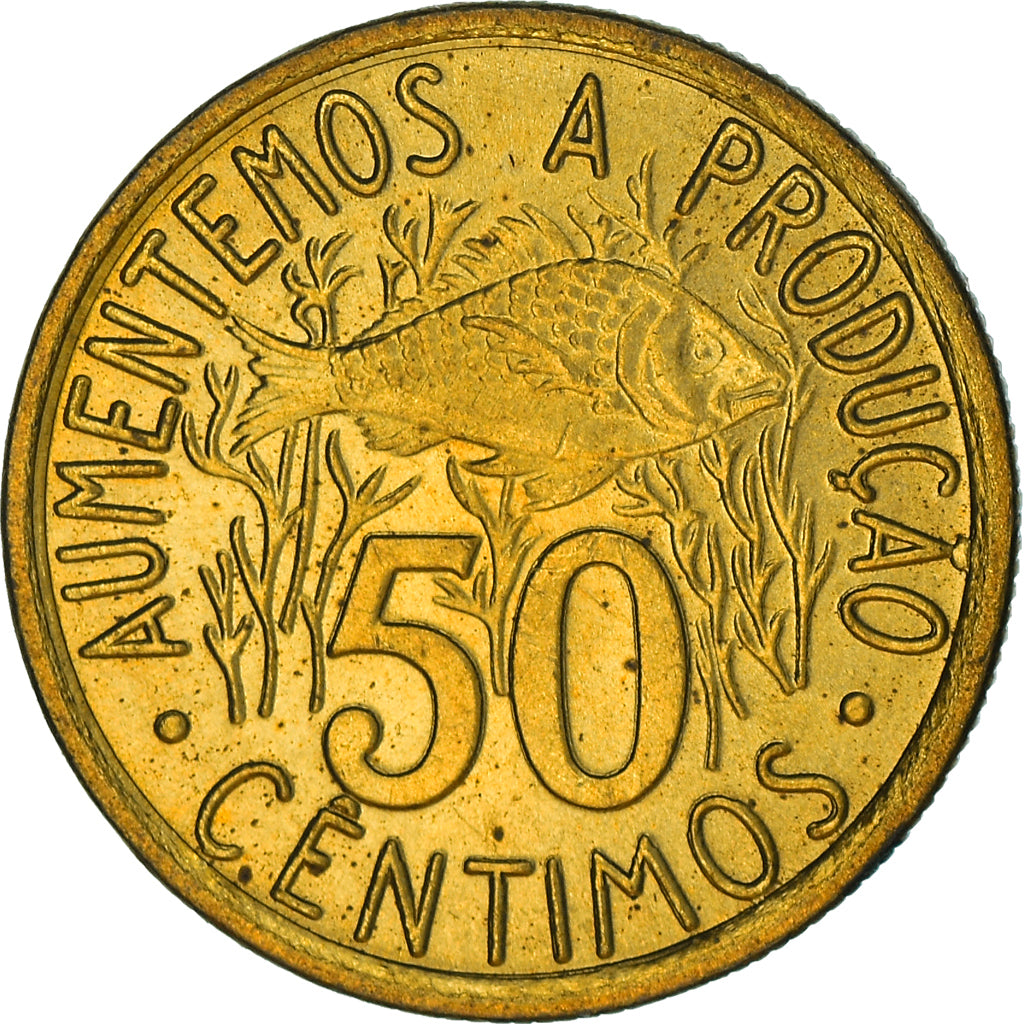 Coin, Saint Thomas and Prince, 50 Centimos, 1977, MS(63), Brass, KM:25